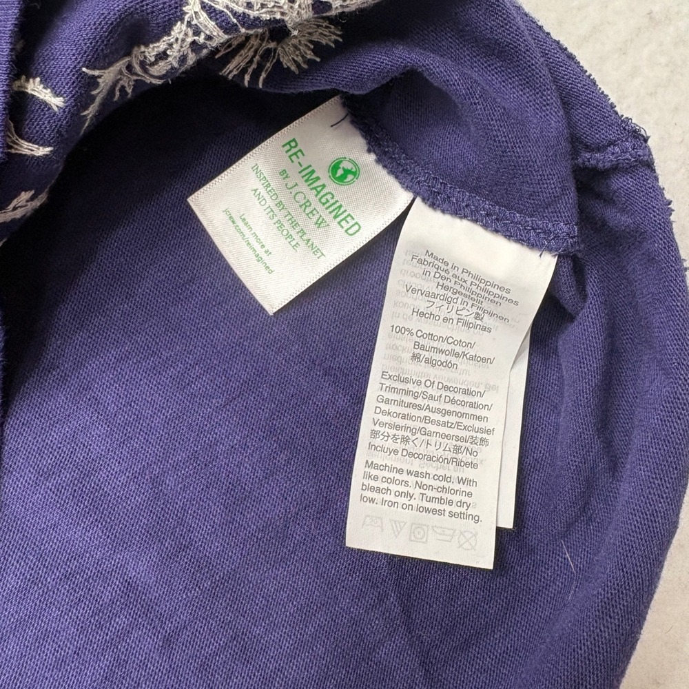 J. Crew Embroidered Knit Cotton T-Shirt Large Nautical‎ Coastal Beachy Preppy - Picture 5 of 8